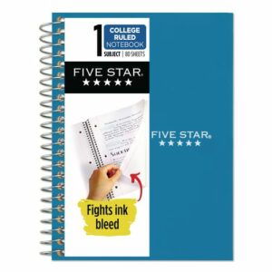 Wirebound Notebook, 1-Subject, Medium/College Rule, Randomly Assorted Cover Color, (80) 7 x 5.5 Sheets