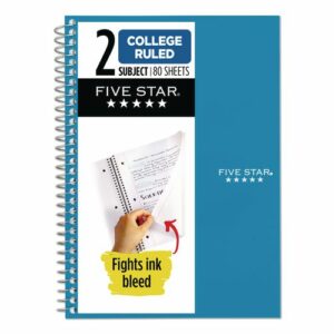 Wirebound Notebook, 2-Subject, Medium/College Rule, Randomly Assorted Cover Color, (80) 9.5 x 6 Sheets