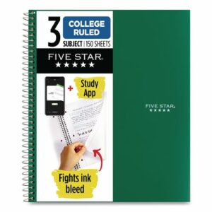 Wirebound Notebook, 3-Subject, Medium/College Rule, Randomly Assorted Cover Color, (150) 11 x 8.5 Sheets