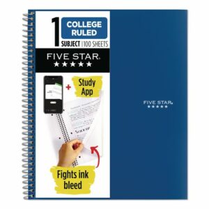 Wirebound Notebook, 1-Subject, Medium/College Rule, Blue Cover, (100) 11 x 9.13 Sheets