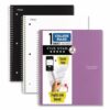 Wirebound Notebook, 1-Subject, Medium/College Rule, Assorted Cover Colors, (100) 11" x 8.5" Sheets, 3/Pack