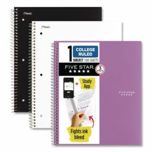 Wirebound Notebook, 1-Subject, Medium/College Rule, Assorted Cover Colors, (100) 11" x 8.5" Sheets, 3/Pack