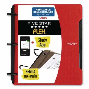 FLEX Notebinder, 5-Subject, Medium/College Rule, Randomly Assorted Cover Color, (60) 11 x 8.5 Sheets