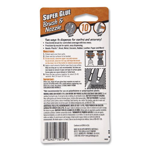 Super Glue with Brush and Nozzle Applicators, 0.35 oz, Dries Clear - Image 5