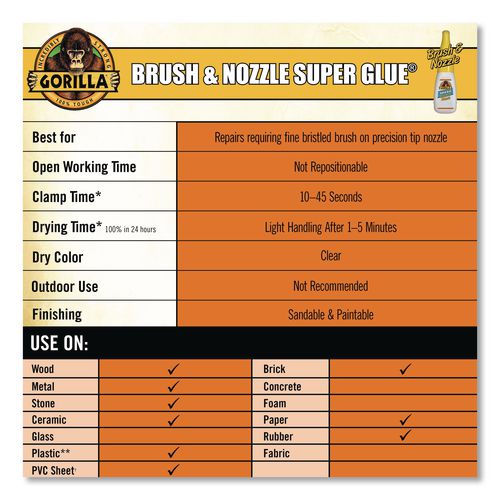 Super Glue with Brush and Nozzle Applicators, 0.35 oz, Dries Clear - Image 8