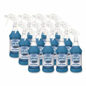 Pro Glass Cleaner Ready-To-Use, 32 oz Spray Bottle, 12/Carton