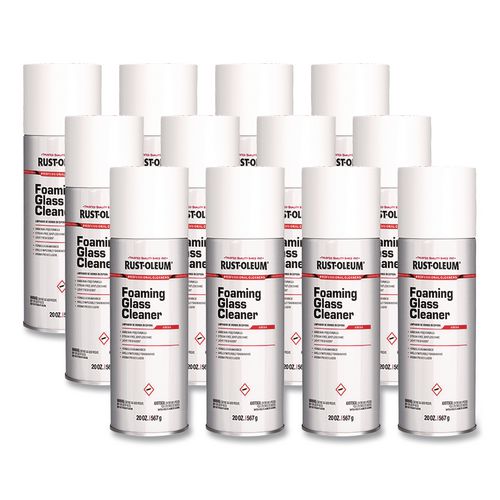 Professional Foaming Glass Cleaner Aerosol, 20 oz Aerosol Spray, 12/Carton