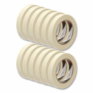 Value Masking Tape 101+, 3" Core, 0.70" x 60 yds, Tan, 12/Pack