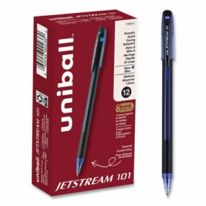 Jetstream 101 Hybrid Gel Pen, Stick, Bold 1 mm, Blue Ink, Black/Blue Barrel, Dozen