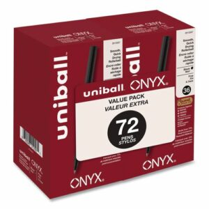 ONYX Rollerball Pen, Stick, Fine 0.7 mm, Black Ink, Black Barrel, 72/Pack