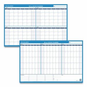 90/120-Day Undated Horizontal Erasable Wall Planner, 36 x 24, White/Blue Sheets, Undated