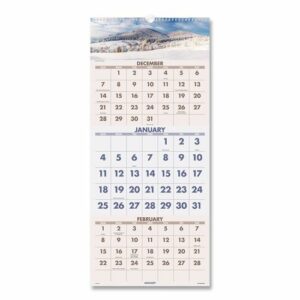 Scenic Three-Month Wall Calendar, Landscape Photography, 12 x 27, White Sheets, 14-Month: Dec 2025 to Jan 2027