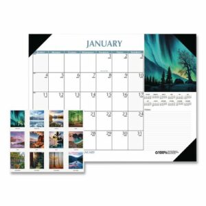 Earthscapes Scenic Desk Pad Calendar, Scenic Photos, 18.5 x 13, White Sheets, Black Binding/Corners,12-Month (Jan-Dec): 2025