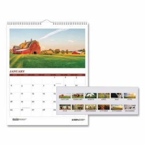 100% Recycled Farm Life Wall Calendar, 11 x 14, White/Multicolor Sheets, 12-Month (Jan-Dec): 2025