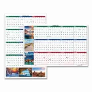 Earthscapes Recycled Reversible/Erasable Yearly Wall Calendar, Nature Photos, 32 x 48, White Sheets, 12-Month (Jan-Dec): 2025
