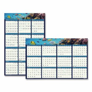 Earthscapes Recycled Reversible/Erasable Yearly Wall Calendar, Sea Life Photos, 24 x 37, White Sheets, 12-Month(Jan-Dec):2025