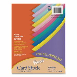 Array Card Stock, 65 lb Cover Weight, 8.5 x 11, Assorted, 250/Pack