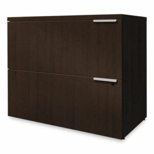 Voi Lateral File, 2 Legal/Letter-Size File Drawers, Mahogany, 36" x 20" x 29.5"