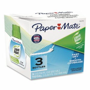 Fast Dry Correction Fluid, 22 ml Bottle, White, 3/Pack