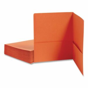 Two-Pocket Folder, Textured Paper, 100-Sheet Capacity, 11 x 8.5, Orange, 25/Box