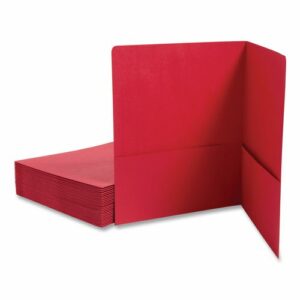 Two-Pocket Folder, Textured Paper, 100-Sheet Capacity, 11 x 8.5, Red, 25/Box