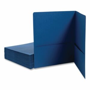 Two-Pocket Folder, Textured Paper, 100-Sheet Capacity, 11 x 8.5, Dark Blue, 25/Box