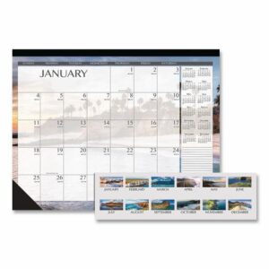 Recycled Earthscapes Desk Pad Calendar, Seascapes Photography, 22 x 17, Black Binding/Corners,12-Month (Jan to Dec): 2025