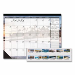 Recycled Earthscapes Desk Pad Calendar, Seascapes Photography, 18.5 x 13, Black Binding/Corners,12-Month (Jan to Dec): 2025