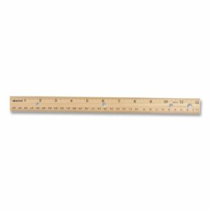Three-Hole Punched Wood Ruler English and Metric With Metal Edge, 12" Long