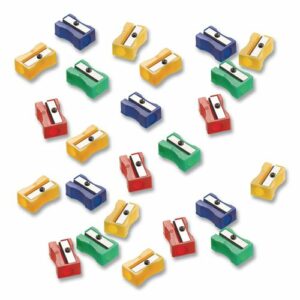 One-Hole Manual Pencil Sharpeners, 4 x 2 x 1, Assorted Colors, 24/Pack