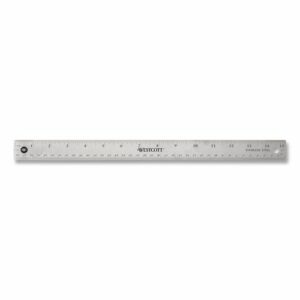 Stainless Steel Office Ruler With Non Slip Cork Base, Standard/Metric, 15" Long