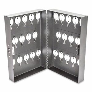 Combination Lockable Key Cabinet, 28-Key, 7.75 w x 3.25 d x 11.5 h, Metal, Gray