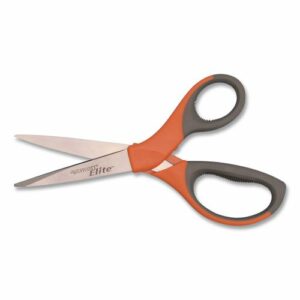 Elite Series Stainless Steel Shears, 8" Long, 3.5" Cut Length, Straight Orange Handle