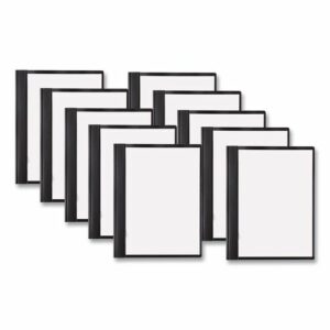 Clear Front Vinyl Report Cover, Prong Fastner, 0.5" Capacity, 8.5 x 11, Clear/Black, 10/Pack