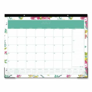 Day Designer Peyton Academic Desk Pad, Floral Artwork, 22 x 17, Black Binding, Clear Corners, 12-Month (July-June): 2025-2026