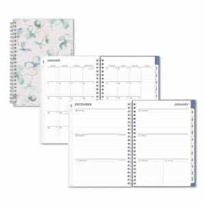 Lindley Weekly/Monthly Planner, 8 x 5, White/Blue/Green Cover, 12-Month (Jan to Dec): 2026