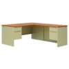 38000 Series Left Pedestal Desk, 66" x 30" x 29.5", Harvest/Putty - Image 2