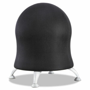 Zenergy Ball Chair, Backless, Supports Up to 250 lb, Black Fabric Seat, Silver Base