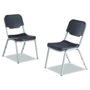 Rough n Ready Stack Chair, Supports Up to 500 lb, 17.5" Seat Height, Charcoal Seat, Charcoal Back, Silver Base, 4/Carton