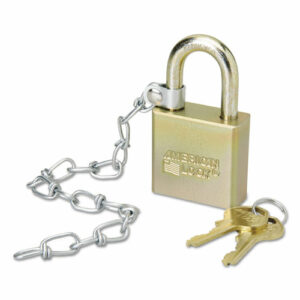 5340015881010, SKILCRAFT Padlock With Attached Chain, 1.75" Wide, Steel