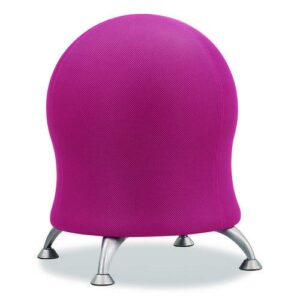 Zenergy Ball Chair, Backless, Supports Up to 250 lb, Pink Fabric Seat, Silver Base