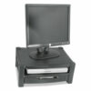 Two-Level Monitor Stand, 17" x 13.25" x 3.5" to 7", Black, Supports 50 lbs - Image 2