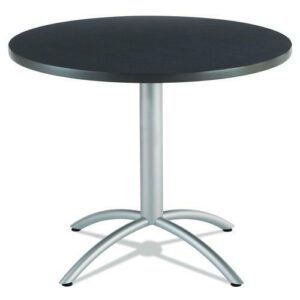 CafeWorks Table, Cafe-Height, Round, 36" x 30", Graphite Granite Top, Silver Base
