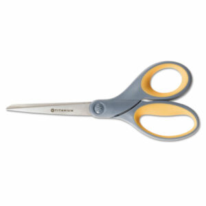 5110016296580 SKILCRAFT Westcott Titanium Bonded Scissors, 7" Long, 3.25" Cut Length, Straight Gray/Yellow Handle