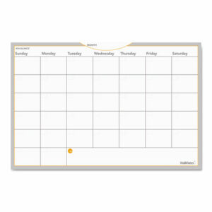 WallMates Self-Adhesive Dry Erase Monthly Planning Surfaces, 36 x 24, White/Gray/Orange Sheets, Undated