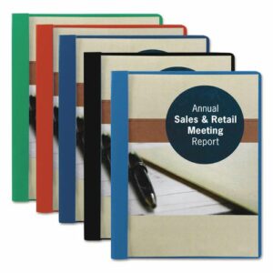 Poly Report Cover, Tang Clip, Letter, 1/2" Capacity, Clear/Red, 25/Box