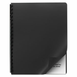 Opaque Plastic Presentation Covers for Binding Systems, Plastic, Round Corners, 11.25 x 8.75, Black, 25/Pack