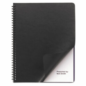 Leather-Look Presentation Covers for Binding Systems, Paper, Round Corners, 11.25 x 8.75, Black, 50 Sets/Pack
