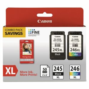 8278B005 (PG-245XL/CL-246XL) Ink/Paper Combo, 180/300 Page-Yield, Black/Tri-Color