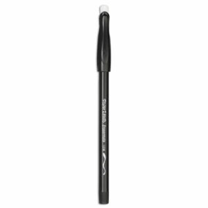 Eraser Mate Ballpoint Pen, Stick, Medium 1 mm, Black Ink, Black Barrel, Dozen